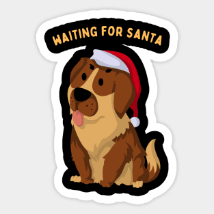 Waiting For Santa Cute Brown Dog Sticker